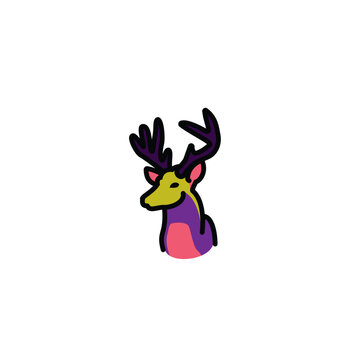 Original vector illustration. A deer icon with big horns.