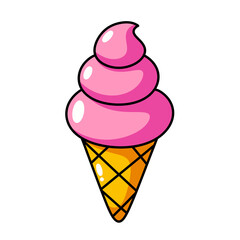Cartoon Ice Cream Cone Icon.