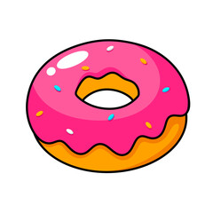 Cartoon Glazed Donut Icon.