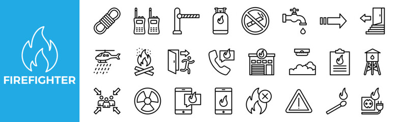 Firefighter  icon set for design elements