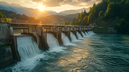 Sustainable Energy Solution: Swiss Mountain Hydroelectric Dam - A Renewable Powerhouse Reducing Global Warming and Promoting Decarbonization