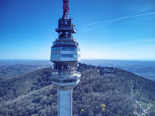Majestic veru tall radio tower  Avala in Belgrade, Serbia