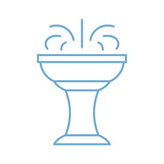 fountain line icon with pouring water; tranquility and a refreshing ambiance; good for park maps, city guides, or landscaping brochures- vector illustration