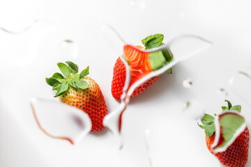 fresh strawberries on white