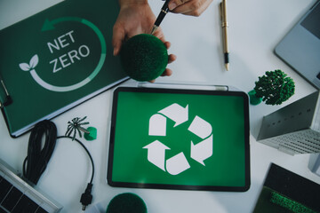 Carbon offset price report CO2 emission. Future growth Net zero waste in ESG ethical SME office...