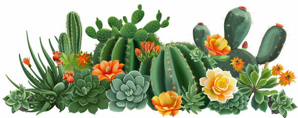 Obraz na płótnie Canvas Summer cacti bush, plants clip art
