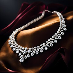 Fototapeta premium Refined Diamond Necklace on Satin Backdrop