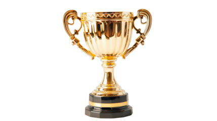 Trophy cup. Champion trophy, shiny golden cup sport award. Winner prize, champions realistic on transparent