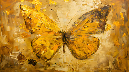Whimsical Abstraction: Freehand Artistic Expression Through Golden Grain Oil Paintings on Canvas -...
