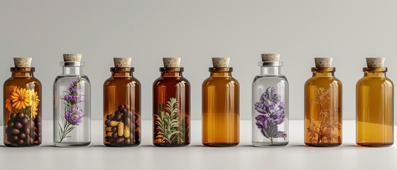 Medicinal bottles set against a PNG background for easy visualization