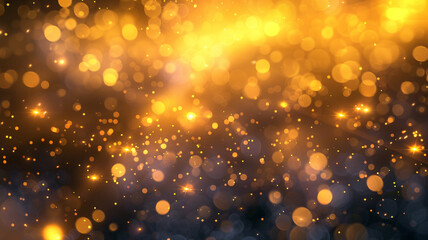 A calm scene where soft, golden yellow particles fill the air, each light a tiny sun against the...