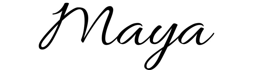 maya - black color - name written - ideal for websites,, presentations, greetings, banners, cards,, t-shirt, sweatshirt, prints, cricut, silhouette, sublimation - obrazy, fototapety, plakaty