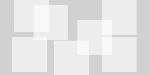 Abstract background with white and gray transparent material in squares shapes with geometric style. Space design concept. Decorative web layout or poster, banner.