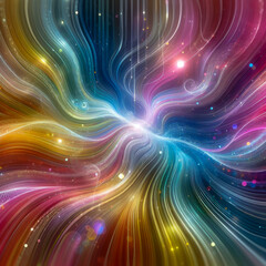 Obraz premium Multi -colored shining lines and waves