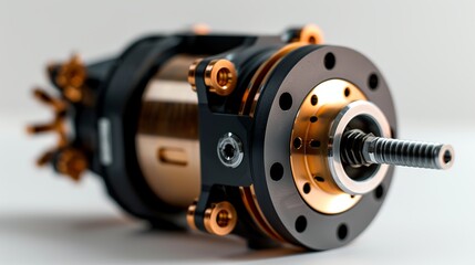 close-up of a white, isolated DC motor