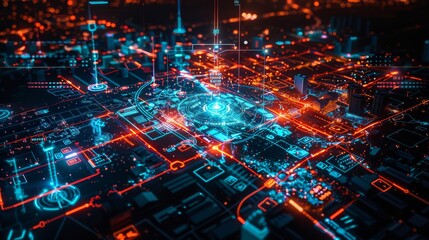 Naklejka premium Crime Prediction Analytics: AI analyzes patterns to predict and prevent potential crime hotspots.