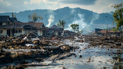 Disaster Prediction and Management: AI predicts natural disasters and manages emergency responses. - obrazy, fototapety, plakaty