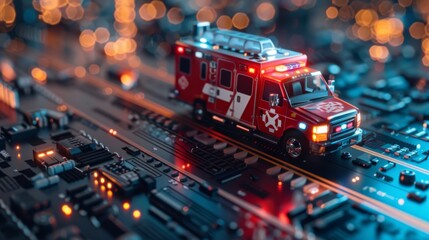 Emergency Response Optimization: AI models the fastest response routes and strategies for emergency services. - obrazy, fototapety, plakaty