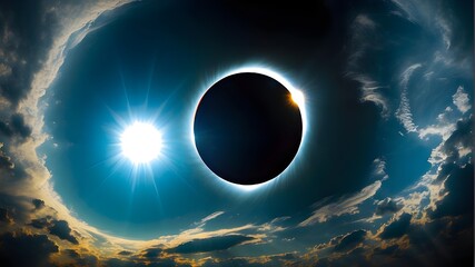 Natural phenomenon studied scientifically. complete solar eclipse producing a diamond-ring look.