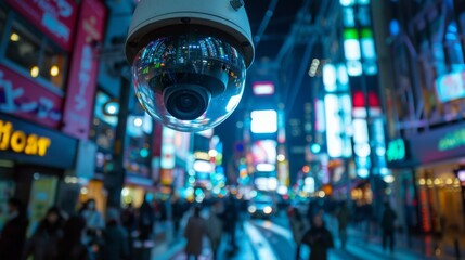 Facial Recognition Surveillance: Enhances security measures while raising ethical considerations. - obrazy, fototapety, plakaty