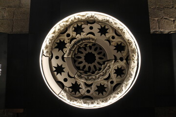 Rose window exhibited in a museum in Santiago de Compostela, Galicia, Spain