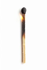 An isolated burnt match on white. Tool for starting fire 