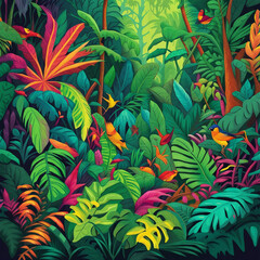 Fototapeta na wymiar colorful forest illustration background