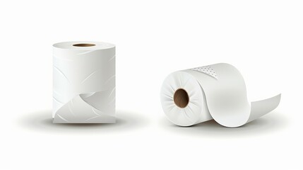 White background with toilet paper on it. Vector illustration. 