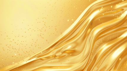 Gold satin or silk wavy abstract background with blank space for text.