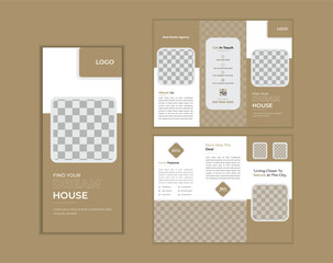 Real estate business trifold brochure template. Modern, Creative and Professional tri fold brochure vector design. 