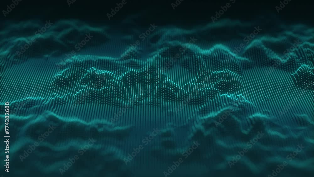 Poster futuristic point wave of particles. visualization of sound waves. technology or science banner. abst