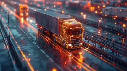 Route Optimization for Shipments: AI calculates the most efficient delivery routes. - obrazy, fototapety, plakaty