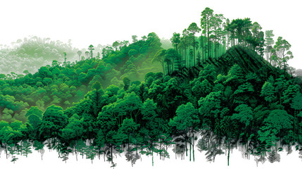 Forest. Carbon sink. Stylized illustration of a forest. Isolated. Copy Space. Background