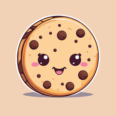 Fototapeta premium Cute cookie cartoon character vector illustration with smiling face
