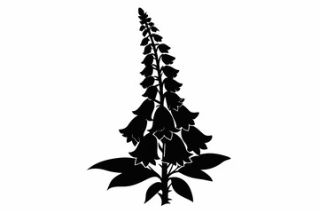 Foxglove flower silhouette black vector illustration