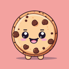 Fototapeta premium Cute cookie cartoon character vector illustration with smiling face