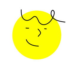 Hand Drawn Round abstract comic Faces with various Emotions. Different colorful characters. Vector Ilustration