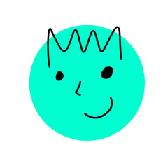 Hand Drawn Round abstract comic Faces with various Emotions. Different colorful characters. Vector Ilustration