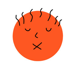 Hand Drawn Round abstract comic Faces with various Emotions. Different colorful characters. Vector Ilustration