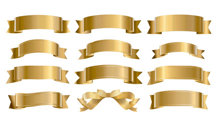 Golden design elements collection: banners, ribbons, scrolls, labels, and more in vector format