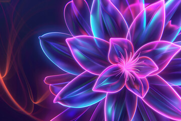 Fototapeta premium Abstract flower technology background in colorful neon.