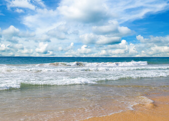 Sea and blue sky background.