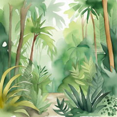 forest illustration background with watercolor