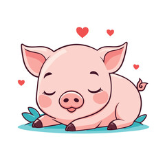 Cute cartoon pig illustration vector design