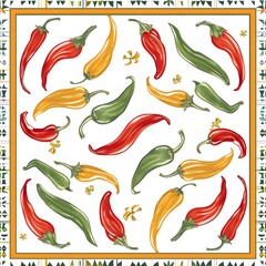 Chili Pepper core pattern, white background