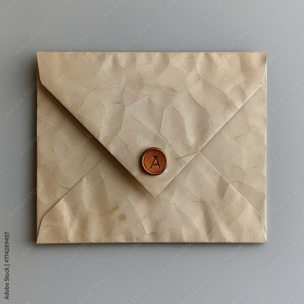 Poster craft copy space envelope. concept: messages and correspondence in retro style, sophisticated handma