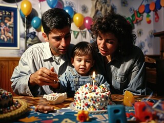 Vintage Birthday: Father, Mother and Son Relive 80s and 90s Memories with Retro-themed Celebration, retro party concept