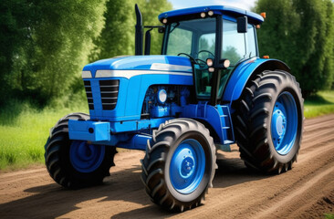 Fototapeta premium Huge tractor in the field - In a nice blue sunny day