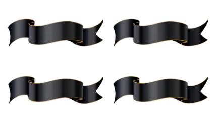 Vintage Black and White Ribbon Banner Set with Gold and Silver Elements