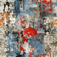 Abstract watercolor rendition of a leopard print, with splashes of red, blue, and orange on a textured grey background, evoking a sense of urban artistry.